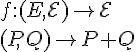 \Large f : (E,\mathcal{E}) \to \mathcal{E} \\(P,Q)\to P+Q